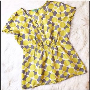 BODEN Silk Polka Dot Gray Yellow Graphic polka Dot